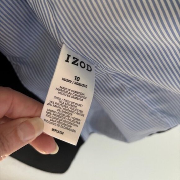 IZOD Boys Navy Blazer 10 Husky Sport Coat Single Breasted Gold Button Classic - Picture 8 of 8